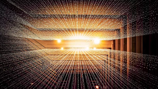 High Investment Yields Represented by Worm's Eye View of Gold Colored Building