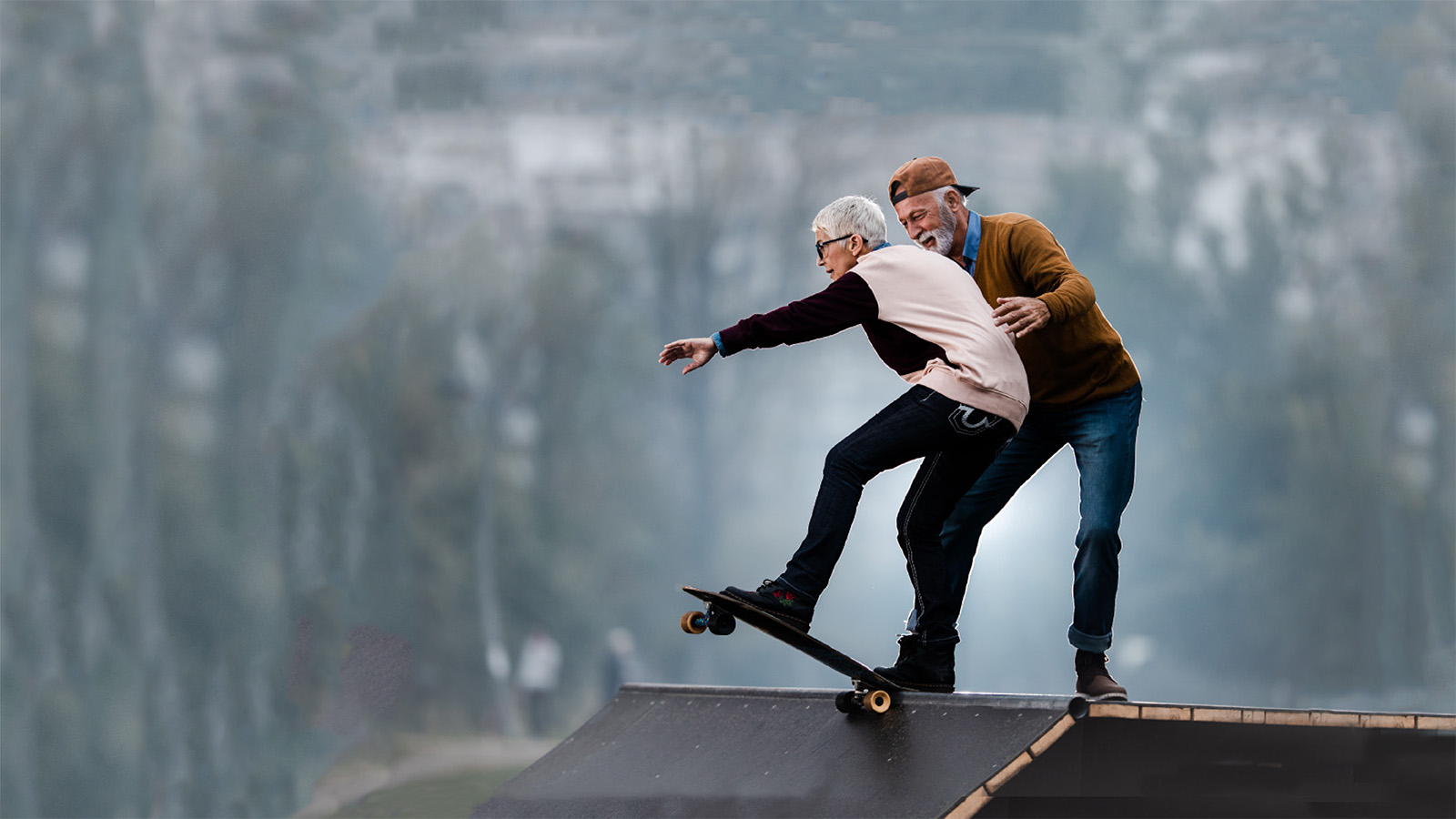 Senior Woman on Skateboard